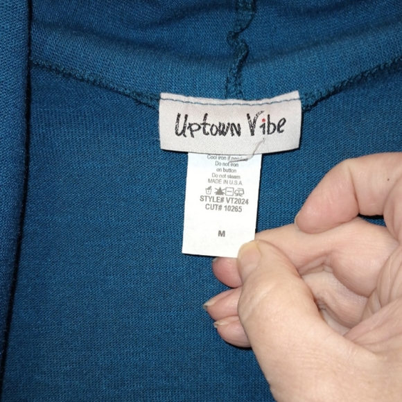 *4/$24* Uptown Vibe Turquoise Open Cardigan Jacket Teal Drape Ladies Medium USA - Picture 3 of 6